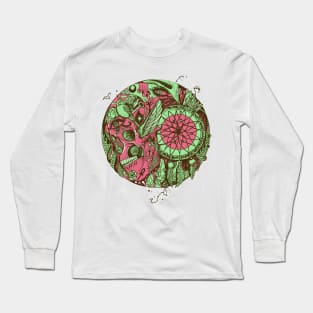 Pink Mint Skull and Dreamcatcher Circle Long Sleeve T-Shirt